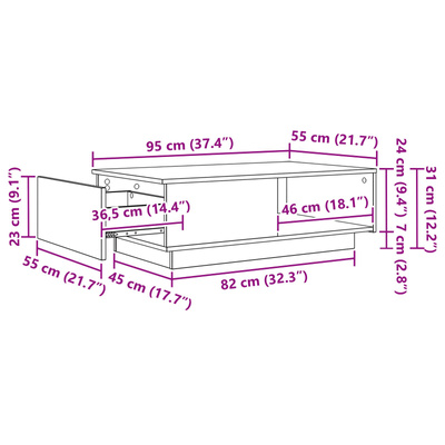 Stolik kawowy Betonowy szary 95 x 55 x 31 cm
