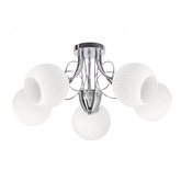 Lampa wisząca Tartine szklana 5-punktowa z białym kloszem srebrna