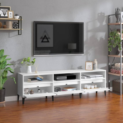 vidaXL Szafka pod TV, biała, 150x30x44,5 cm, materiał drewnopochodny wariant 8
