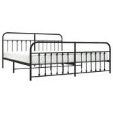 vidaXL Metalowa rama łóżka z wezgłowiem i zanóżkiem, czarna, 200x200cm model standard
