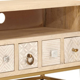 Szafka pod TV, 110x30x40 cm, lite drewno mango i żelazo vidaXL