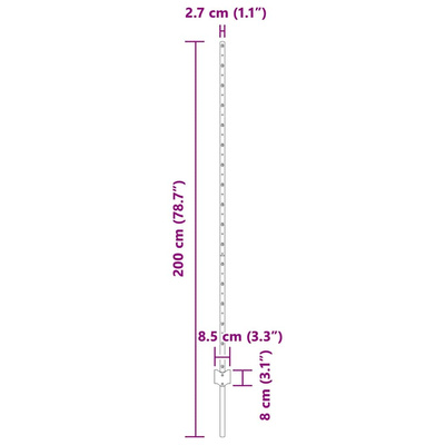 Wbudowany słupek ogrodzeniowy 5 szt. srebrny 200 cm