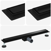 2 w 1 Odwodnienie prysznicowe Czarny 80 cm Stal nierdzewna 304