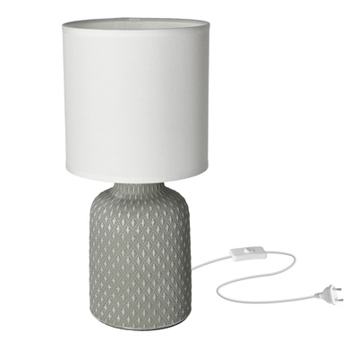 Lampka nocna Iner szara ceramiczna z abażurem Candellux