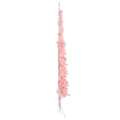 Smukła choinka połówka ze stojakiem, sztuczna, różowa, 210 cm