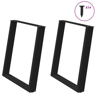 Nogi do stołu jadalnego w kształcie litery U 2 szt. Czarne 70x(72-73) cm Stal