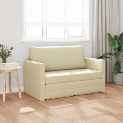 Sofa Bed Kremowy 124 x 71 x 78 cm Sztuczna skóra