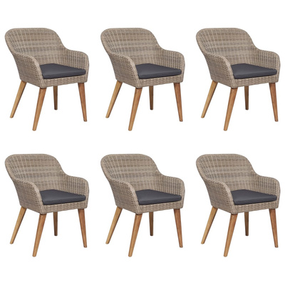 7-częściowy zestaw mebli ogrodowych, polirattan, brązowy