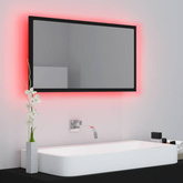 vidaXL Lustro łazienkowe z LED, czarne, 80x8,5x37 cm, akryl