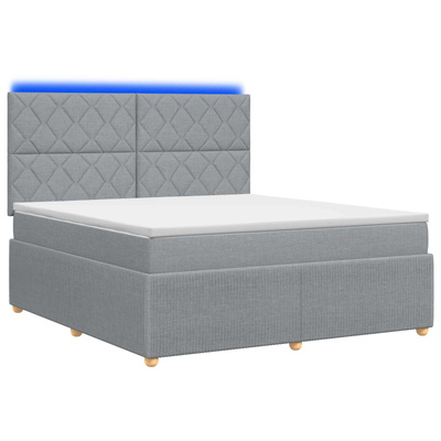 Łóżko z box spring LED z materacem jasnoszary 160 x 200 cm