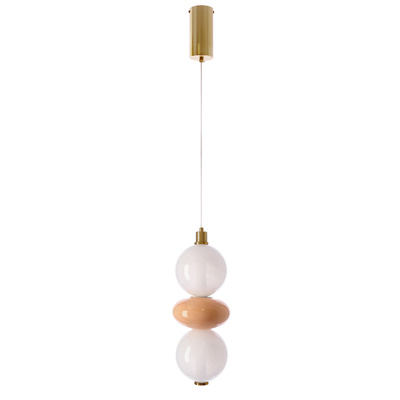 FLORES lampa wisząca mosiężny+brązowy 12W LED 3000K klosz biały