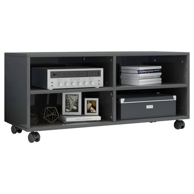 vidaXL Szafka pod TV, wysoki połysk, szara, 90x35x35 cm