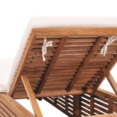 vidaXL Leżak z kremową poduszką, lite drewno tekowe