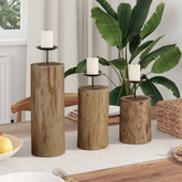 Świecznik 3 pcs Naturalny Lite drewno tekowe