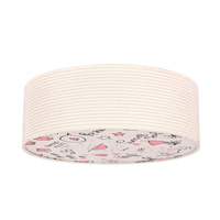 KIDDY lampa sufitowa 38 cm biały 2x40W E27 abażur paski beżowe