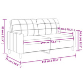 2-osobowa sofa, szary, 140 cm, sztuczna skóra