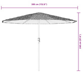 Parasol ogrodowy na stalowym słupku, zielony, 388x388x248 cm