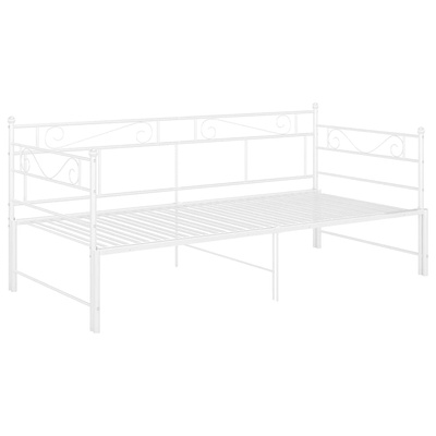 vidaXL Sofa z wysuwaną ramą łóżka, biała, metalowa, 90x200 cm