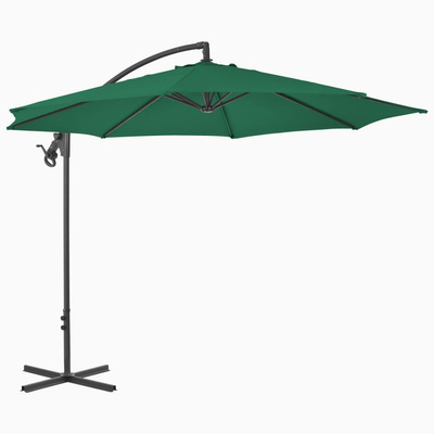 vidaXL Parasol wiszący ze stalowym słupkiem, 300 cm, zielony