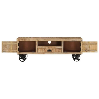 vidaXL Szafka pod TV na kółkach, 110x30x37 cm, surowe drewno mango