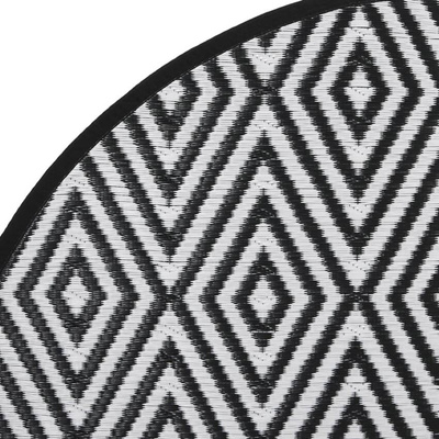 Dywan na zewnątrz, biało-czarny, ?120 cm, PP vidaXL