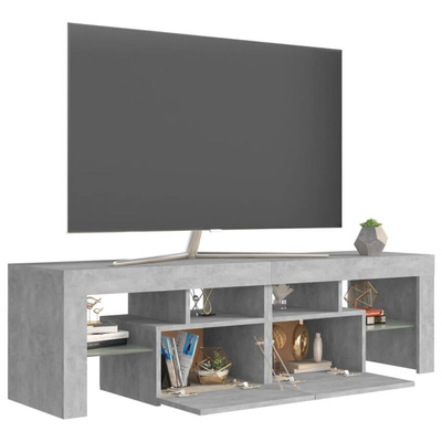 vidaXL Szafka pod TV z oświetleniem LED, szarość betonu 140x36,5x40 cm