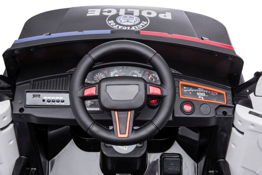 Auto Na Akumulator BBH-021 Światła LED Muzyka Pilot Policyjne Białe