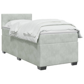 Łóżko Box Spring z materacem i LED jasnoszary 80 x 200 cm Welur