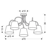 Lampa sufitowa chromowa 5x40W abażur z tkaniny Luk Candellux 35-70753