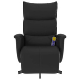 vidaXL Rozkładany fotel masujący z podnóżkiem, czarny, sztuczna skóra