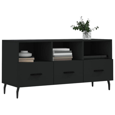 vidaXL Szafka pod TV, czarna, 102x36x50 cm, materiał drewnopochodny wariant 8