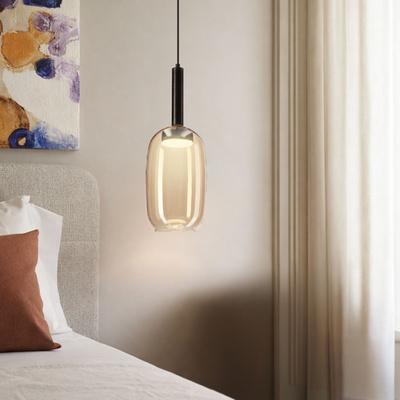Lampa wisząca Bueno szklana bursztynowy klosz pojedyncza GX53
