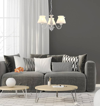Lampa wisząca z abażurem Zefir biała klasyczna do salonu 3xE27