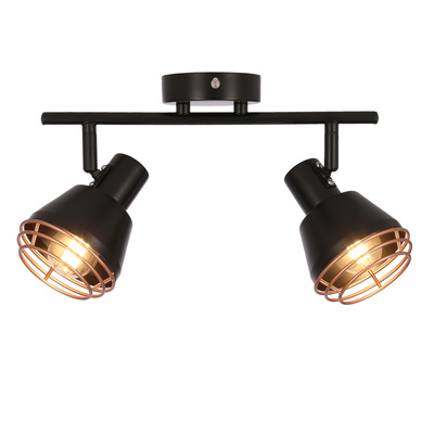 Lampa ścienna/sufitowa czarna klosz miedziany 2xE14 40W Neria 92-81780