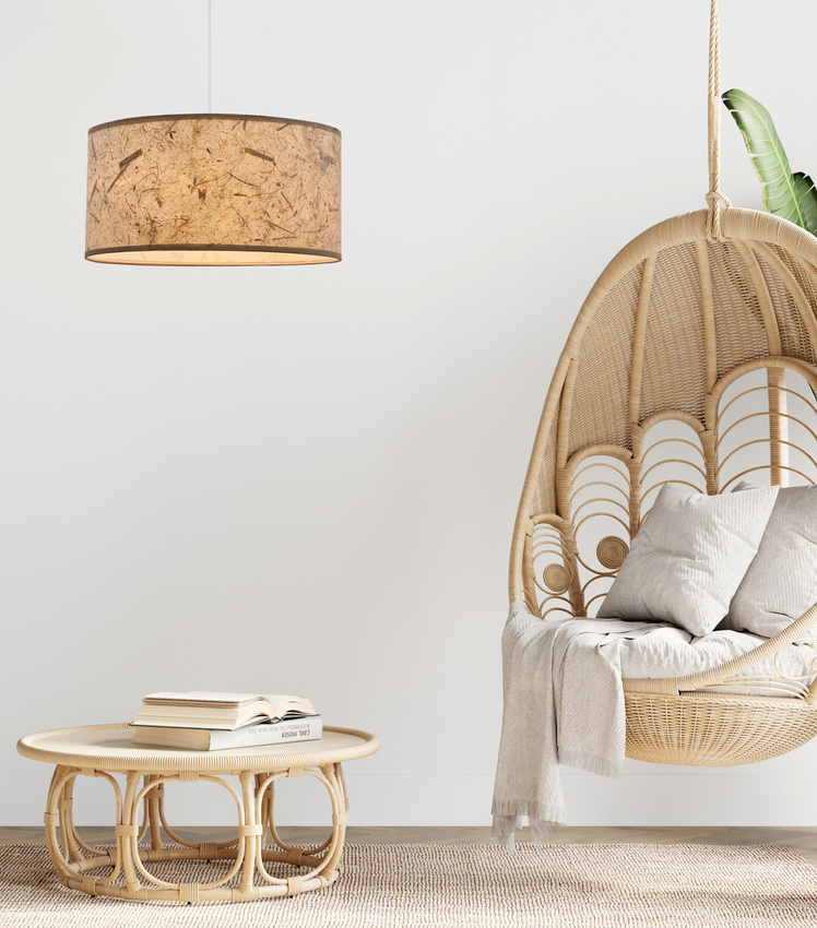 Lampa wisząca z abażurem Papirus beżowa do salonu i sypialni