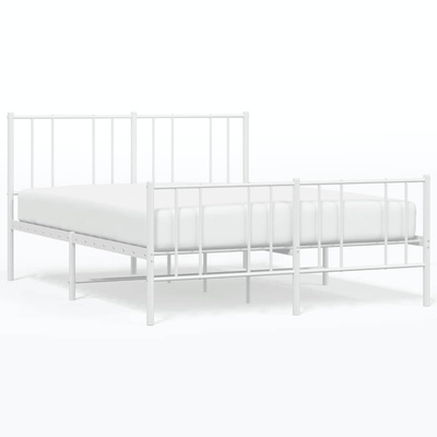 vidaXL Metalowa rama łóżka z wezgłowiem i zanóżkiem, biała, 120x200 cm model standard