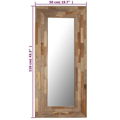 vidaXL Lustro z ramą z drewna tekowego z odzysku, 50 x 110 cm