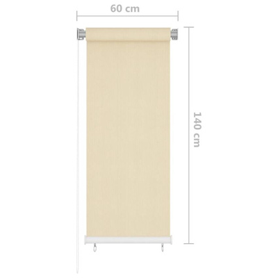 vidaXL Roleta zewnętrzna, kremowa, 60x140 cm, HDPE