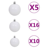 vidaXL Sztuczna choinka z 300 LED, bombkami i śniegiem, 210 cm