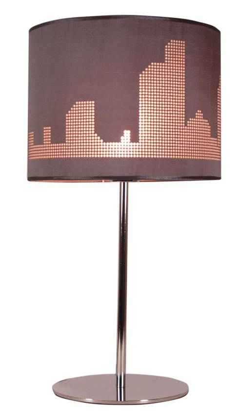 Lampka nocna Manhattan szara z abażurem nowoczesna lampka stołowa