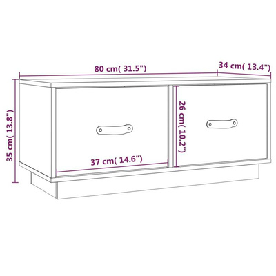 vidaXL Szafka pod TV, czarna, 80x34x35 cm, lite drewno sosnowe