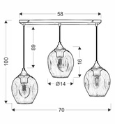 Lampa wisząca szklana czarno/brązowa 3xE27 Aspa 33-00606