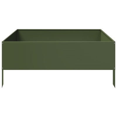 Podwyższona donica, oliwkowa, 100x100x41 cm, stal