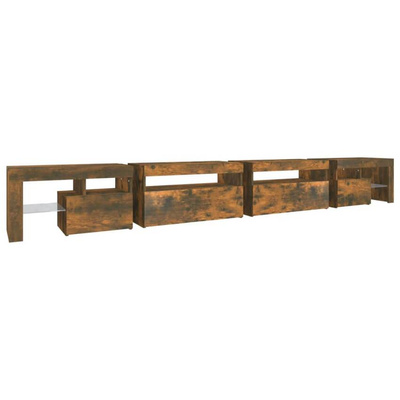 vidaXL Szafka pod TV z oświetleniem LED przydymiony dąb 290x36,5x40 cm