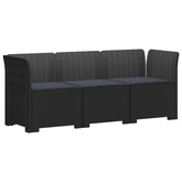 Sofa ogrodowa 3-osobowa z poduszkami w rattanowym wyglądzie PP