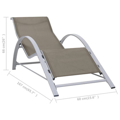 vidaXL Leżaki ze stolikiem, 2 szt., aluminium, kolor taupe