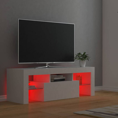 vidaXL Szafka pod TV z oświetleniem LED, biała, 120x35x40 cm