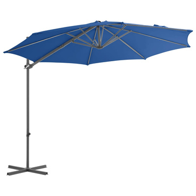 vidaXL Parasol wiszący na stalowym słupku, 300 cm, lazurowy