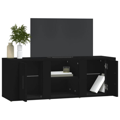 vidaXL Szafka pod TV, czarna, 100x31,5x35 cm, materiał drewnopochodny