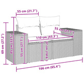 6-cz. zestaw mebli ogrodowych z poduszkami, czarny polirattan